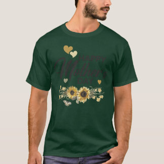 Happy Mothers Day with a vibrant sunflower family T-Shirt