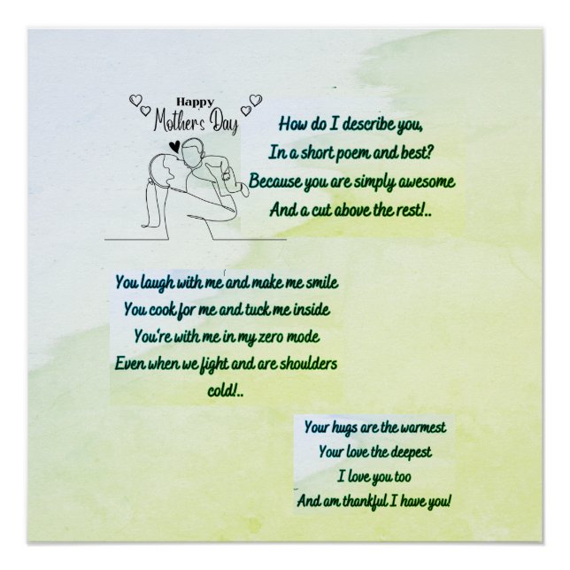 Happy Mother's Day with an original Poem Poster (Front)