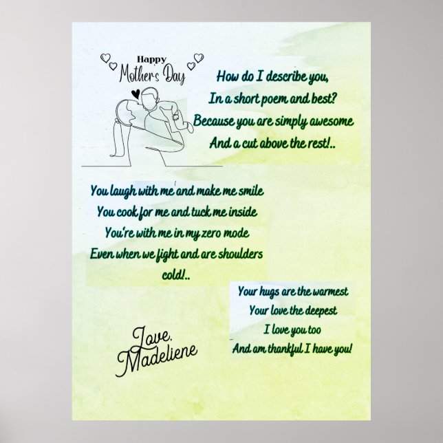 Happy Mother's Day with an original Poem Poster (Front)