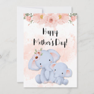 Happy Mother's Day with Baby Elephants Holiday Card