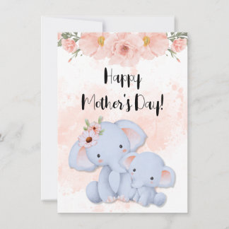 Happy Mother's Day with Baby Elephants Holiday Card