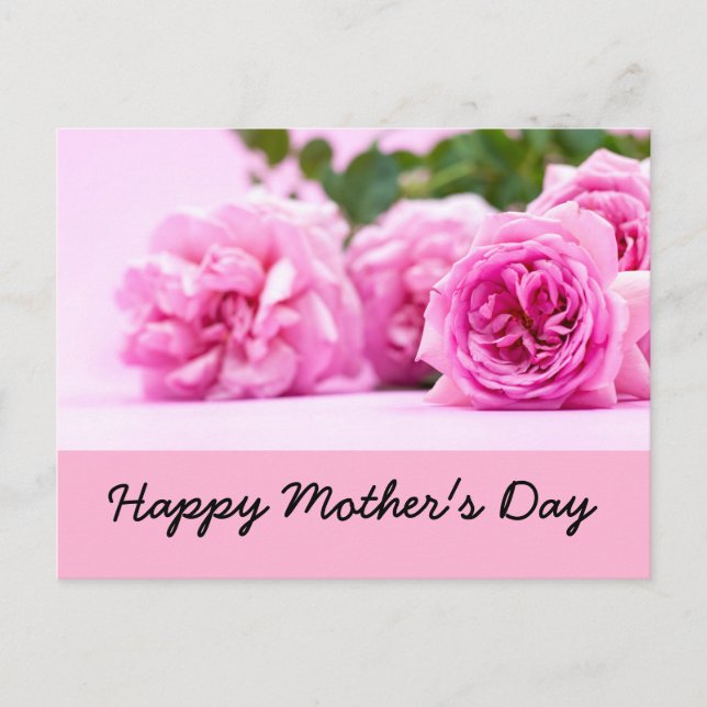 Happy Mother's Day with bunch of pink roses Postcard (Front)