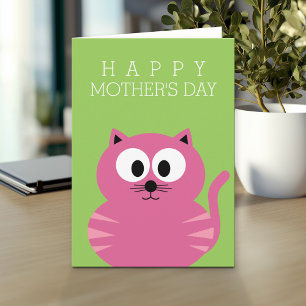 Happy Mother's Day with Cute Pink Cat Card