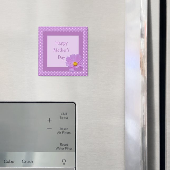 Happy Mother's Day with Light Purple Flower Magnet (In Situ (Fridge))
