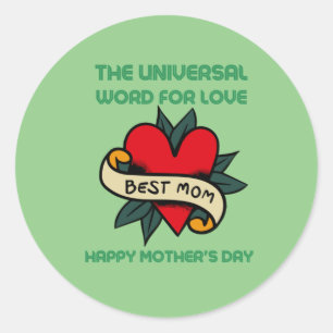 Happy Mothers Day With Love And Flower Classic Round Sticker
