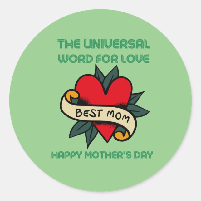 Happy Mothers Day With Love And Flower   Classic Round Sticker (Front)