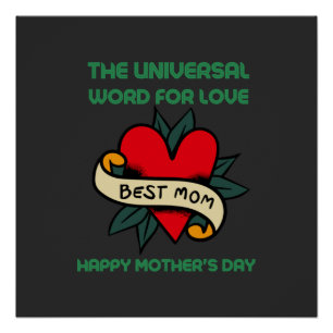 Happy Mothers Day With Love And Flower Poster