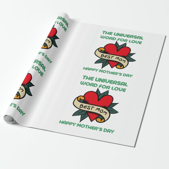 Happy Mothers Day With Love And Flower   Wrapping Paper (Unrolled)