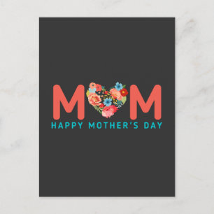 Happy Mothers Day With Love And Flowers Colourful  Postcard