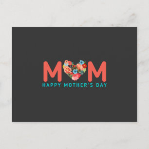 Happy Mothers Day With Love And Flowers Colourful Postcard