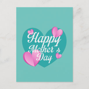Happy Mothers Day With Love And Hearts    Postcard