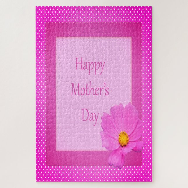 Happy Mother's Day with Pink Flower Jigsaw Puzzle (Vertical)