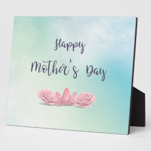 Happy-Mothers-Day-with-pink-Flowers Plaque