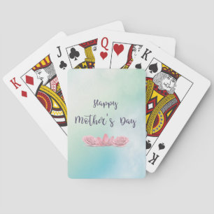 Happy-Mothers-Day-with-pink-Flowers Playing Cards