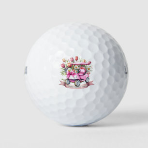 Happy Mother's Day with pink golf cart Balls