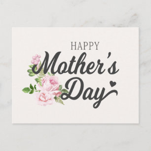 Happy Mother's Day with Pink Roses   Postcard