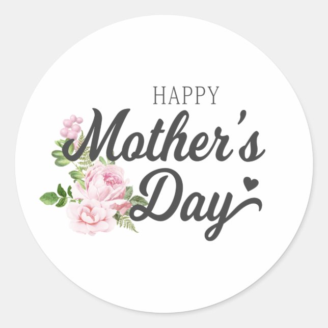 Happy Mother's Day with Pink Roses | Sticker (Front)