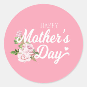 Happy Mother's Day with Pink Roses Sticker