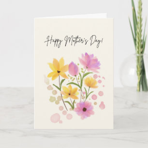 Happy Mother's Day with pink & Yellow Flowers Card
