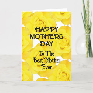 Happy Mother's Day Yellow Floral Custom Text 2025 Holiday Card