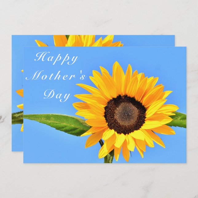 Happy Mother's Day - Yellow Sunflower on Blue Sky  Card (Front/Back)