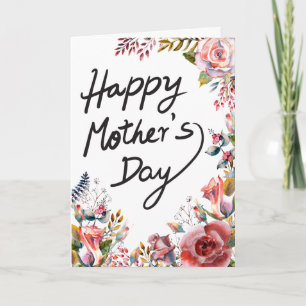 Happy Mothers watercolor floral elegant 1 photo  Card