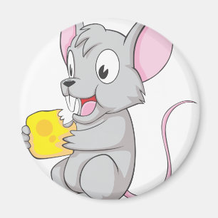 Happy Mouse Eating Cheese Magnet