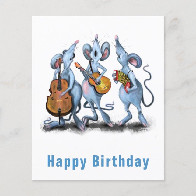 Happy Mouse Music Band Fun Birthday Flyer (Front)