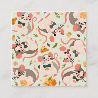 happy mouse with a good cheese square business card