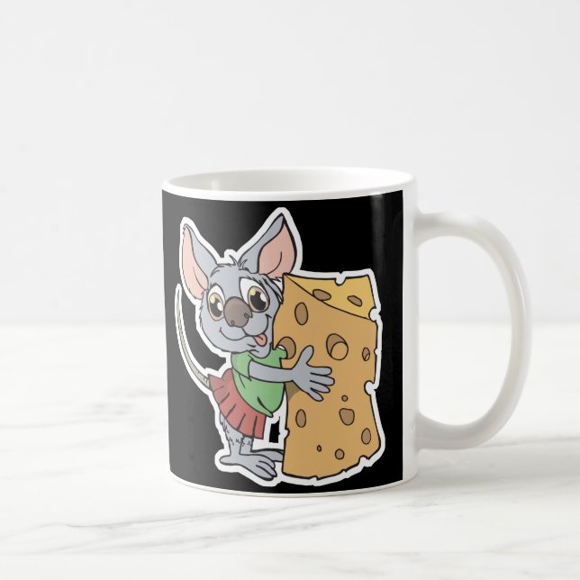 happy mouse with cheese coffee mug (Right)