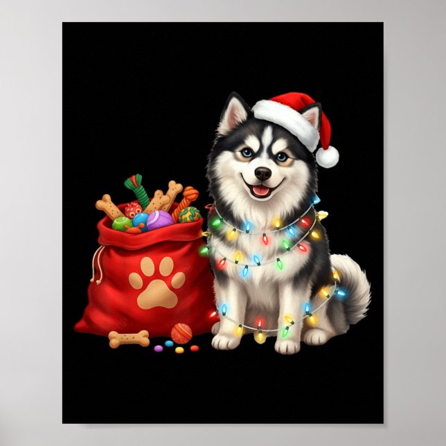 Happy Msky Christmas Lights Dog Mom Msky  Poster (Front)