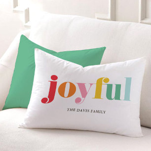 Happy Multicolor "Joyful" Holiday  Decorative Cushion