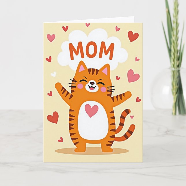 Happy Mum Cat Love Card (Front)