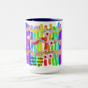 Happy mum happy wife happy life mug