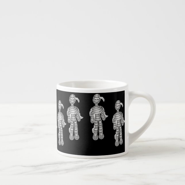 Happy mummies on black espresso cup (Right)