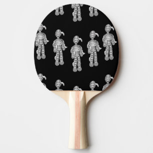 Happy mummies on black ping pong paddle