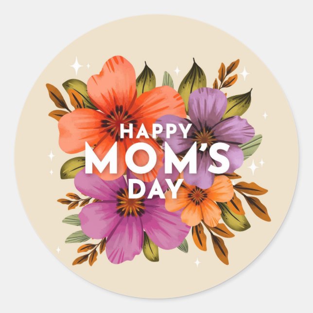 Happy Mum's Day Classic Round Sticker (Front)