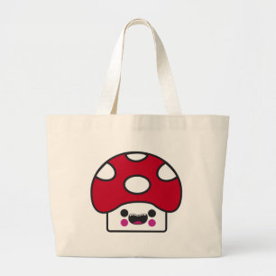 Happy Mushroom Large Tote Bag