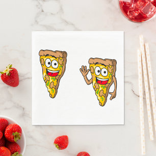 Happy Mushroom Pizza Slices Napkin