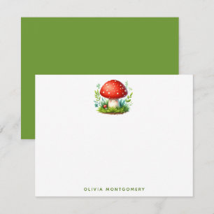 Happy Mushroom Redcap Illustration Custom Name Card