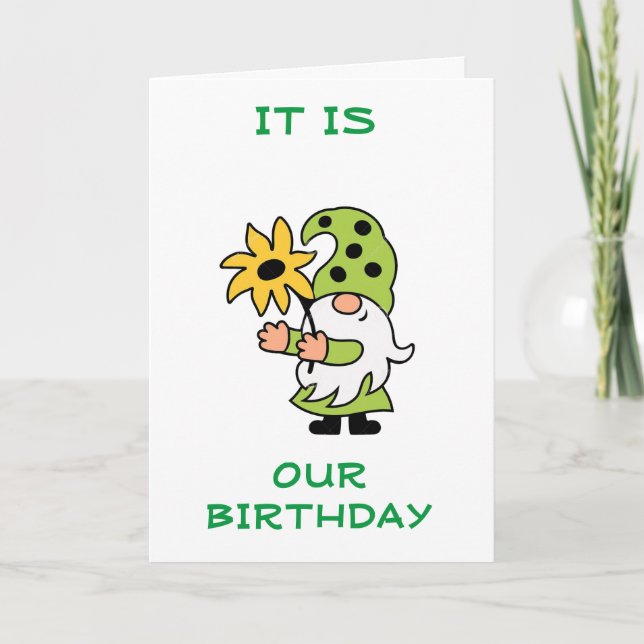 HAPPY "MUTUAL BIRTHDAY" FROM COOL GNOME CARD (Front)