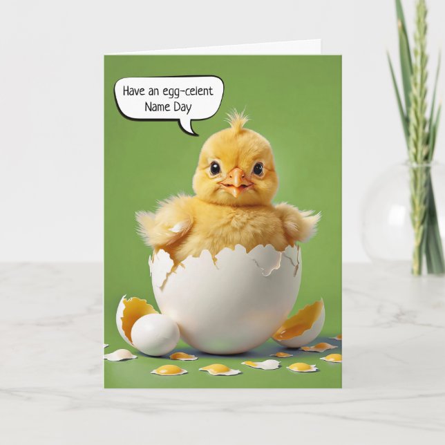 Happy Name Day Baby Chick Card (Front)