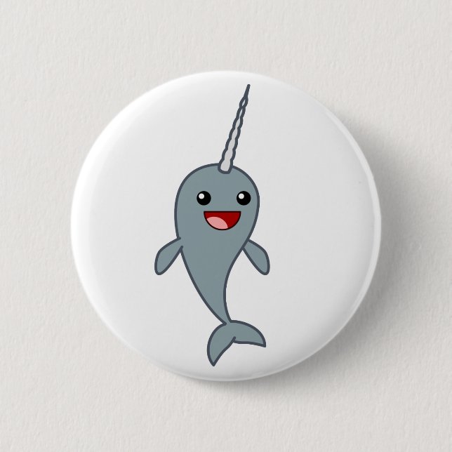 Happy Narwhal 6 Cm Round Badge (Front)