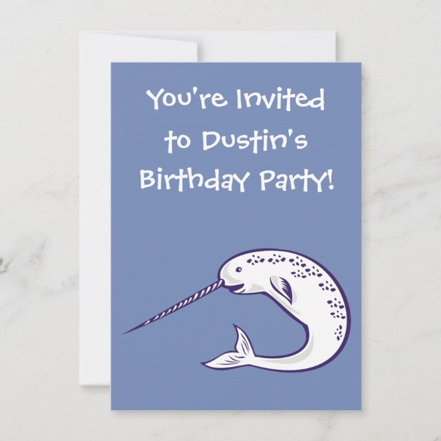 Happy Narwhal Birthday Party Invitation (Front)