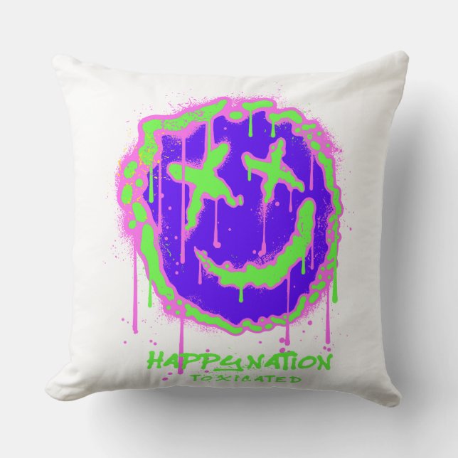 Happy Nation Toxified Decorative Throw Pillow – Ed (Front)