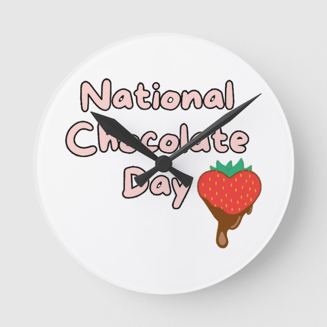 Happy national chocolate day round clock (Front)