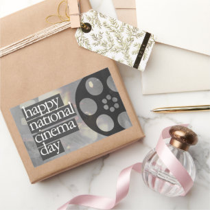 happy national cinema day rectangular sticker