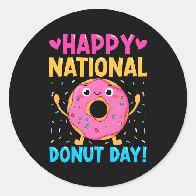 Happy National Doughnuts Day Baking Baker Classic Round Sticker (Front)