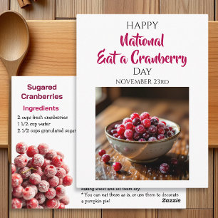 Happy National Eat a Cranberry Day   Nov 23rd Postcard