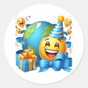 Happy National Emoji Day Classic Round Sticker